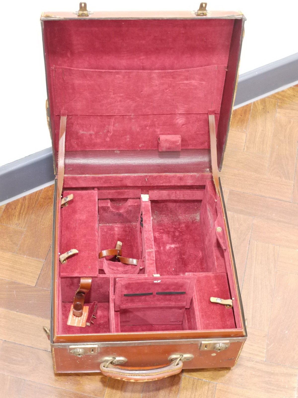 mwclassiccameras-20250822-187 Bolex large brown leather outfit case for H16/H16 Reflex with sections for lenses & accessories. 400 x 360 x 200mm