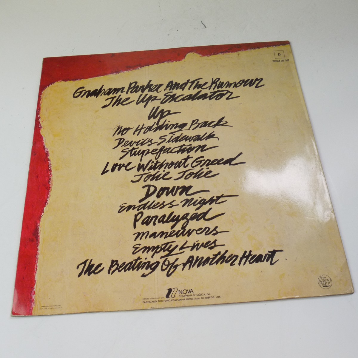 mwclassiccameras-20250829-114 Graham Parker and the Rumour - The Up Escalator Vinyl LP c1980 Stiff Records (SEEZ 23 NP) Portugese Pressing. With Inner double folding Paper Sheet