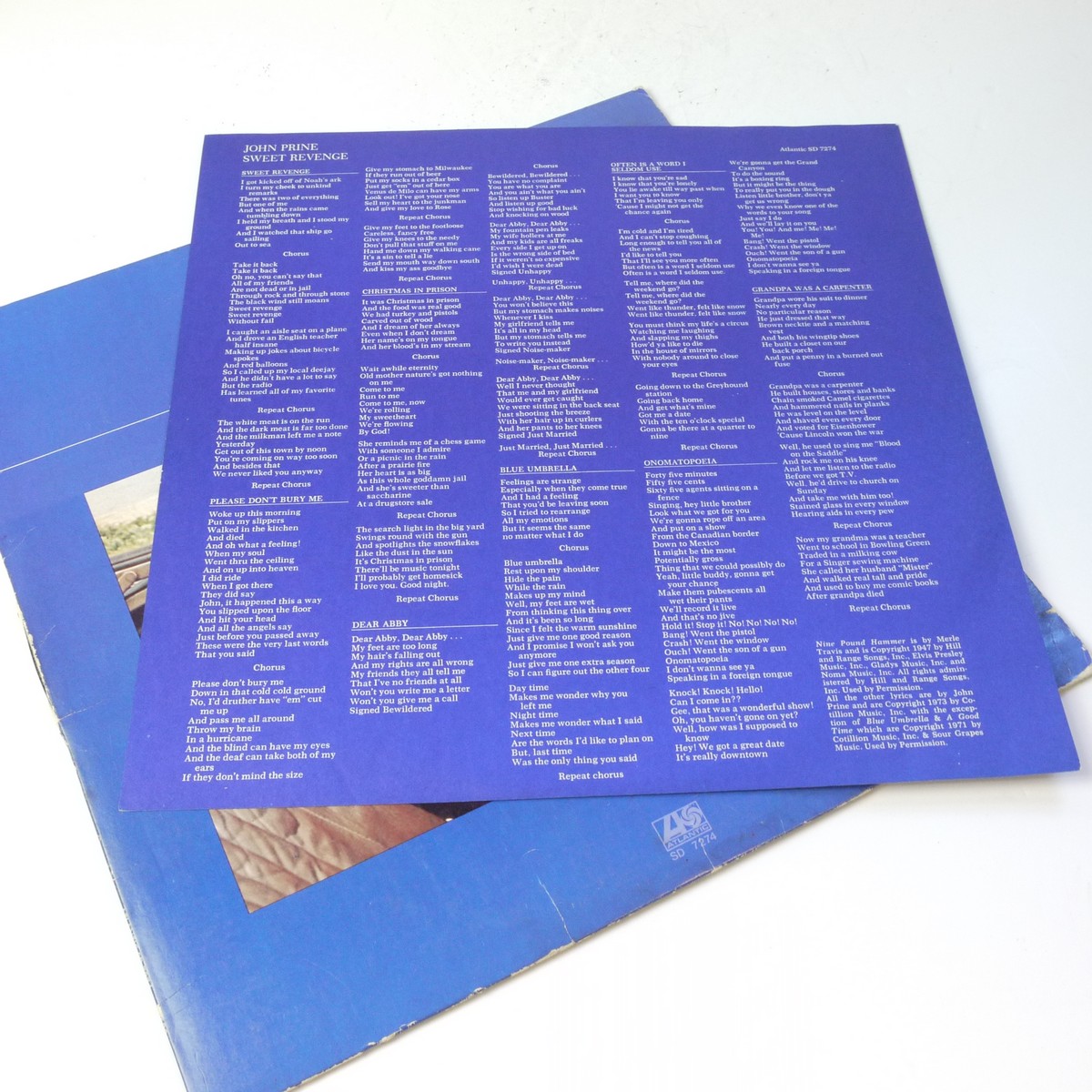 mwclassiccameras-20250829-34 John Prince - Sweet Revenge Vinyl LP c1973. With Lyric Sheet insert. Atlantic SD 7274