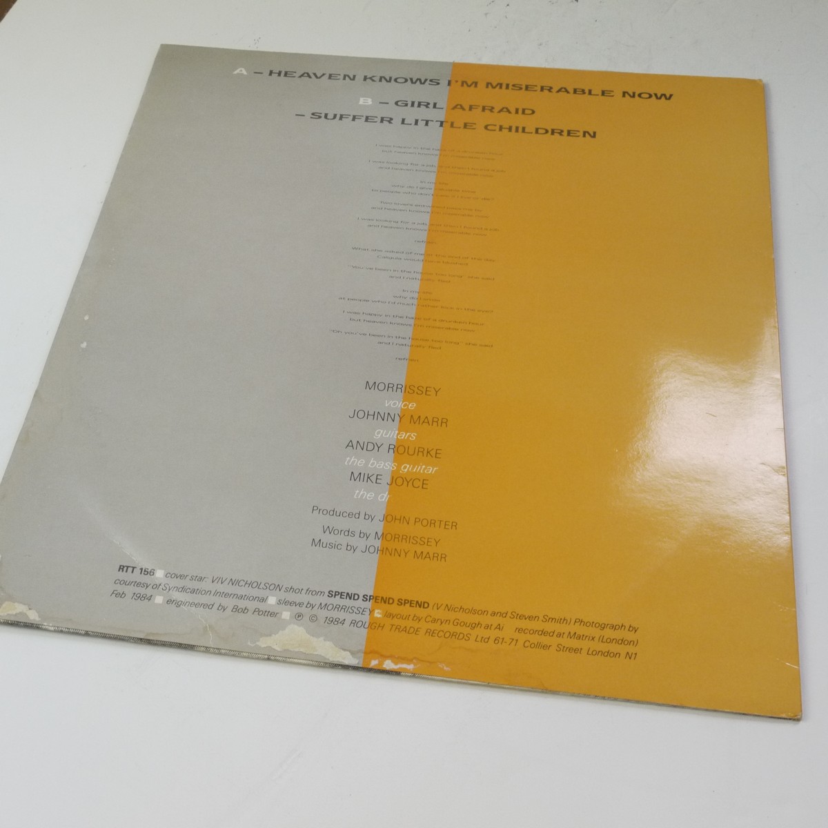 mwclassiccameras-20250829-56 The Smiths - Heaven Knows I'm Miserable Now, Girl Afraid, Suffer Little Children 12 Inch Vinyl EP/Maxi Single c1984. Rough Trade RTT 156