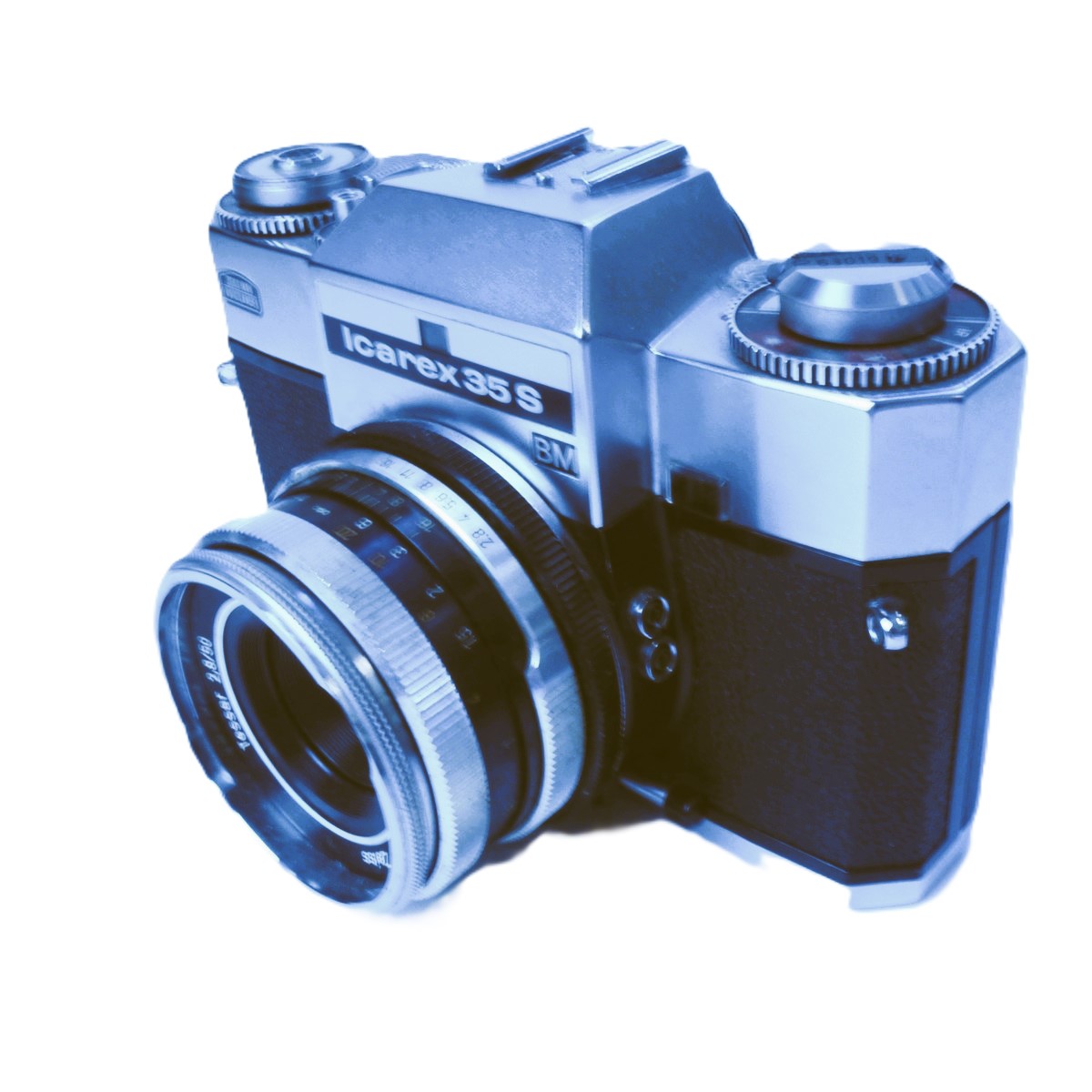 mwclassiccameras-20250912-119 Zeiss Ikon Icarex 35S BM chrome 35mm SLR + 50mm f2.8 Tessar Breechlock mount lens