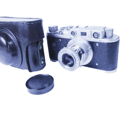 Zorki I Regular Run Leica Copy + 5cm f3.5 Industar-22 L39 Rangefinder coupled coated collapsible lens, front cap & ER case with strap