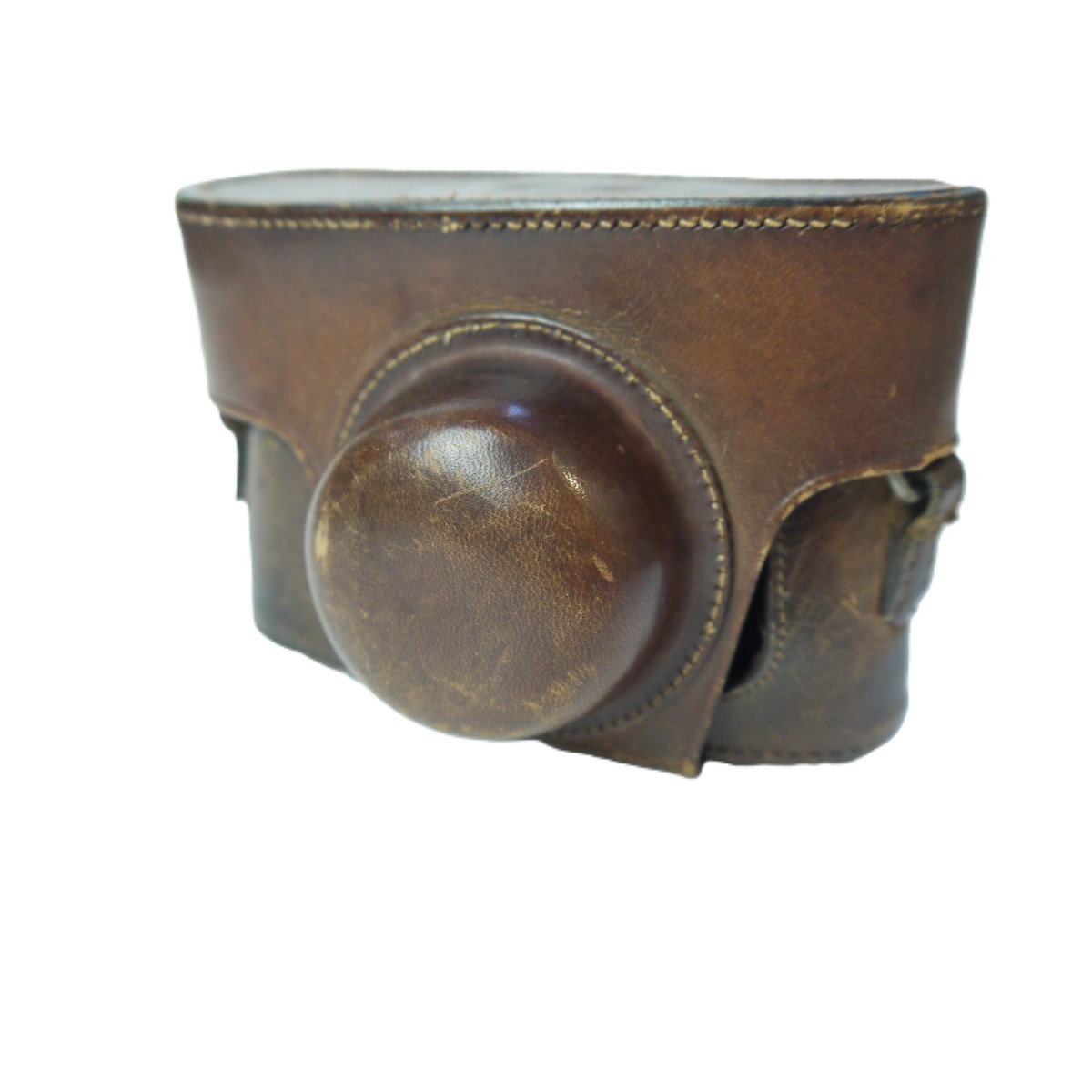 mwclassiccameras-20250919-48 Wray Brown leather ER case with strap, for Wrayflex 1 with higher top