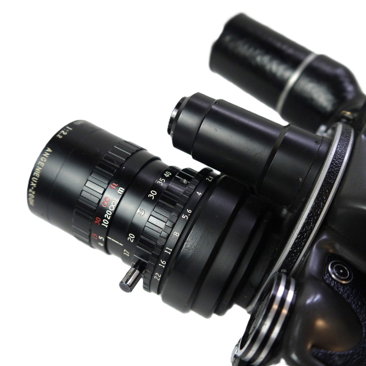 mwclassiccameras-20250926-15 Beaulieu R16 Battery Motorised 16mm Reflex camera + Angenieux 17-68mm f2.2 Zoom Type 4x17B interchangeable lens, S.7 lens ring ("4x17, 4x17.5, 4x20, 4x28"), 3 x different rubber eyecups with one fixing ring, Beaulieu Handgrip Battery, Beaulieu Battery Charger, Original Instructions & Bealieu Outfit Carrying case