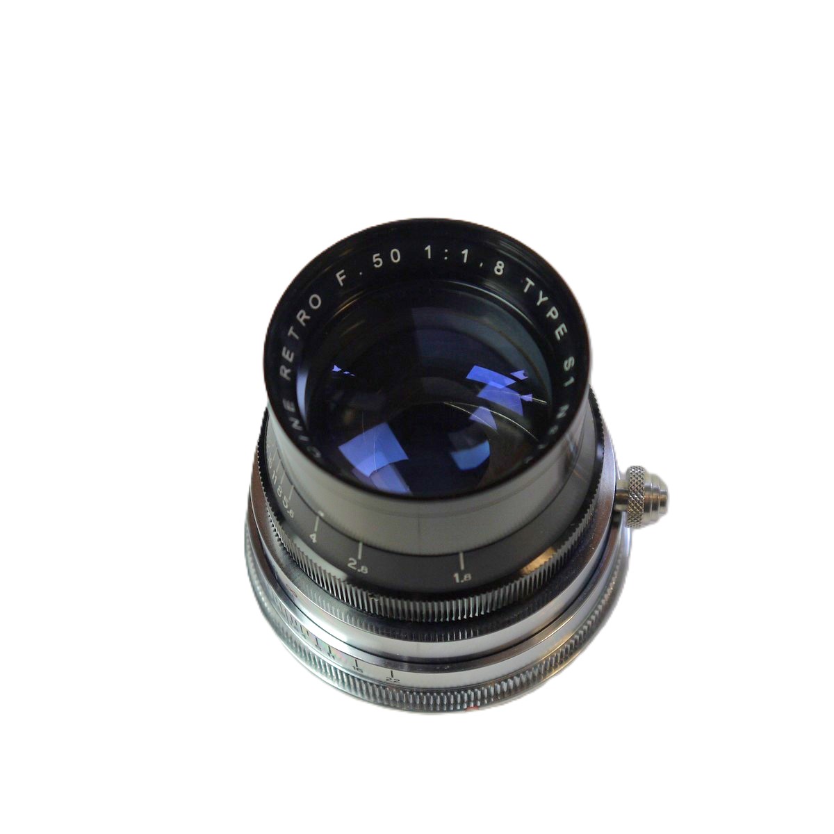 mwclassiccameras-20250926-59 Super Cine Retro 50mm f1.8 Type S1 Leica M mount lens (No.100282). Claimed to be made from FRENCH SOURCED GLASS in China as a replica of the Angenieux 50mm f1.8 Type S1 Rare lens. With caps, Numbered Certificate & Box. From a Limited Production of a few hundred only
