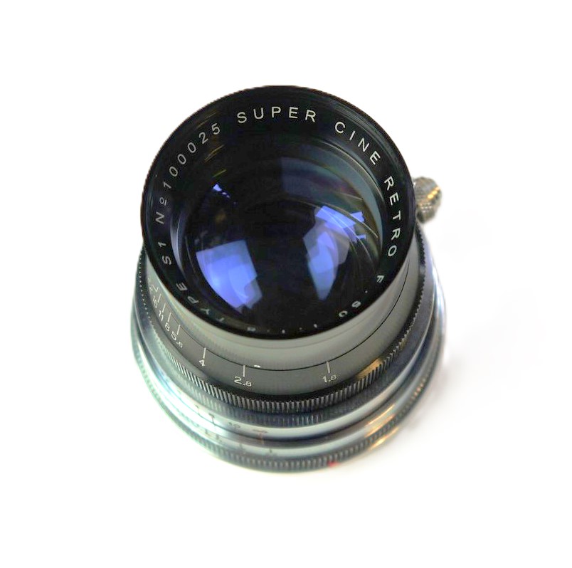 mwclassiccameras-20250926-72 Super Cine Retro 50mm f1.8 Type S1 DELUXE VERSION, Leica M mount lens (No.100025). Claimed to be made from FRENCH SOURCED GLASS in China as a replica of the Angenieux 50mm f1.8 Type S1 Rare lens. With Lens hood, front & rear caps, Numbered Certificate, leather case & Box. From a Limited Production of a few hundred only
