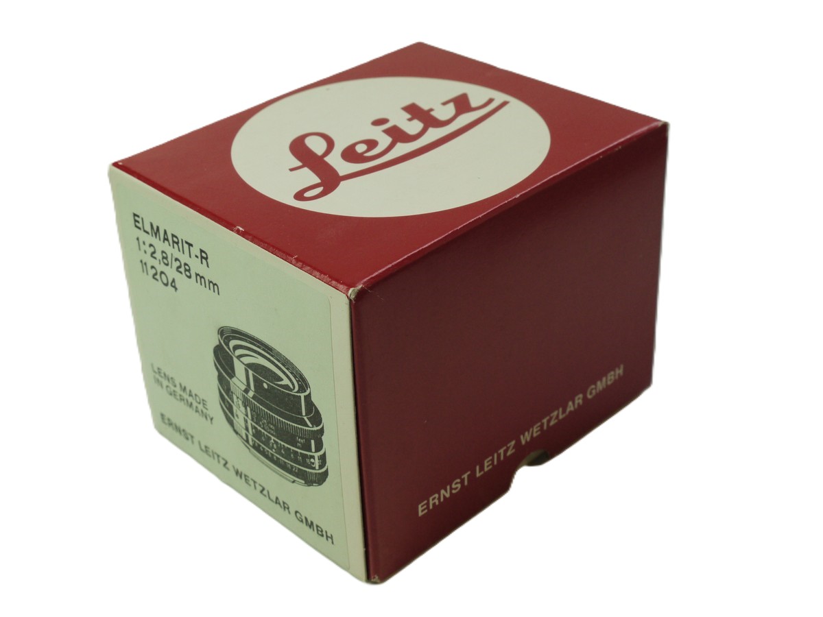 mwclassiccameras-20251017-78 Leitz Red & White Box for 28mm f2.8 Elmarit-R lens Guaranteed paper & inside packaging