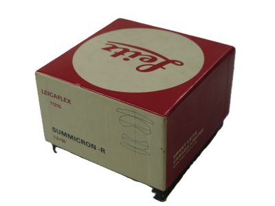 Leitz Red & White Box for 50mm f2 Summicron-R Leicaflex lens with inside packaging