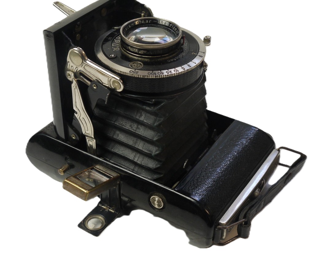 mwclassiccameras-20251024-133 Wirgin Wirginex Baky 6x4.5 on 120 Black Bakelite folding camera c1956 with folding Albada Finder & Rodenstock 7.5cm f2.9 Trinar Anastigmat lens in Compur shutter