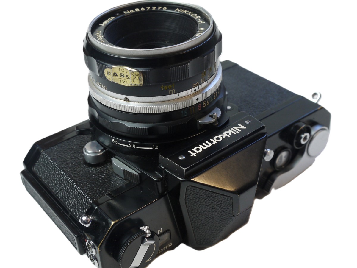 mwclassiccameras-20251024-243 Nikon Nikkormat FTN 35mm SLR, BLACK + 50mm f2 Nikkor-H PRE-AI lens with DOI 1A filter & Nikon front cap