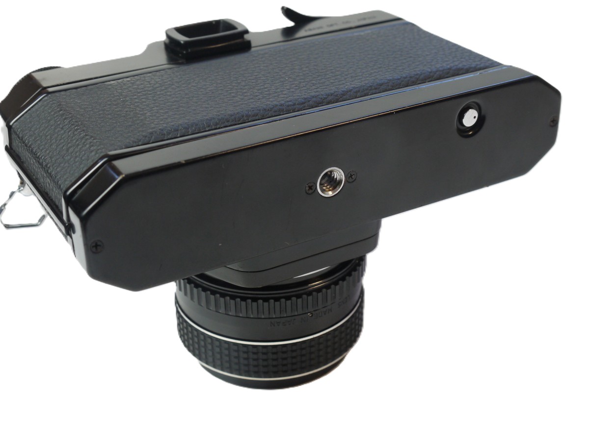 mwclassiccameras-20251024-257 Pentax ES 35mm SLR, BLACK c1972 + 55mm f1.8 SMC Takumar M42 screw mount lens, with Pentax Front Cap