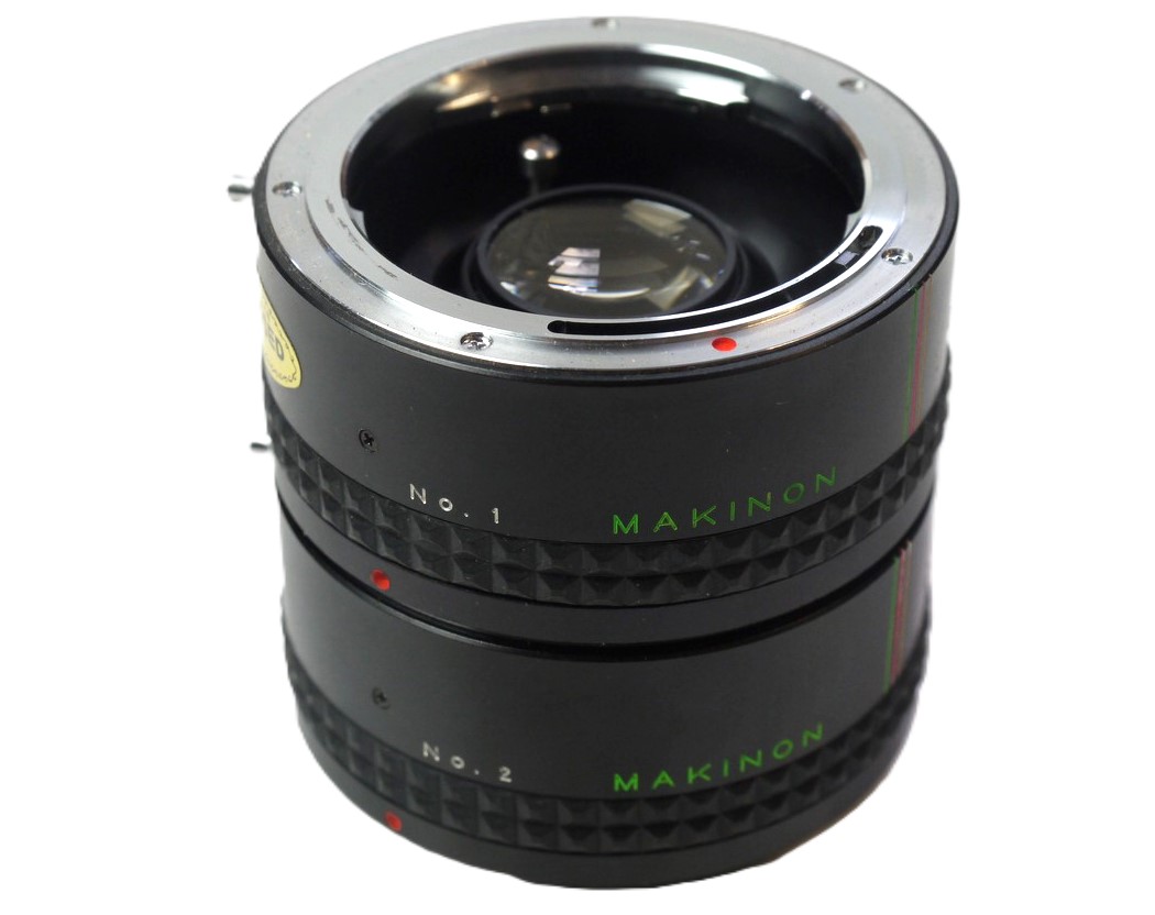 mwclassiccameras-20251024-339 Makinon 2X Teleconverter & Extension Tube Set, for Rollei SL35 QBM mount cameras/lenses + Caps