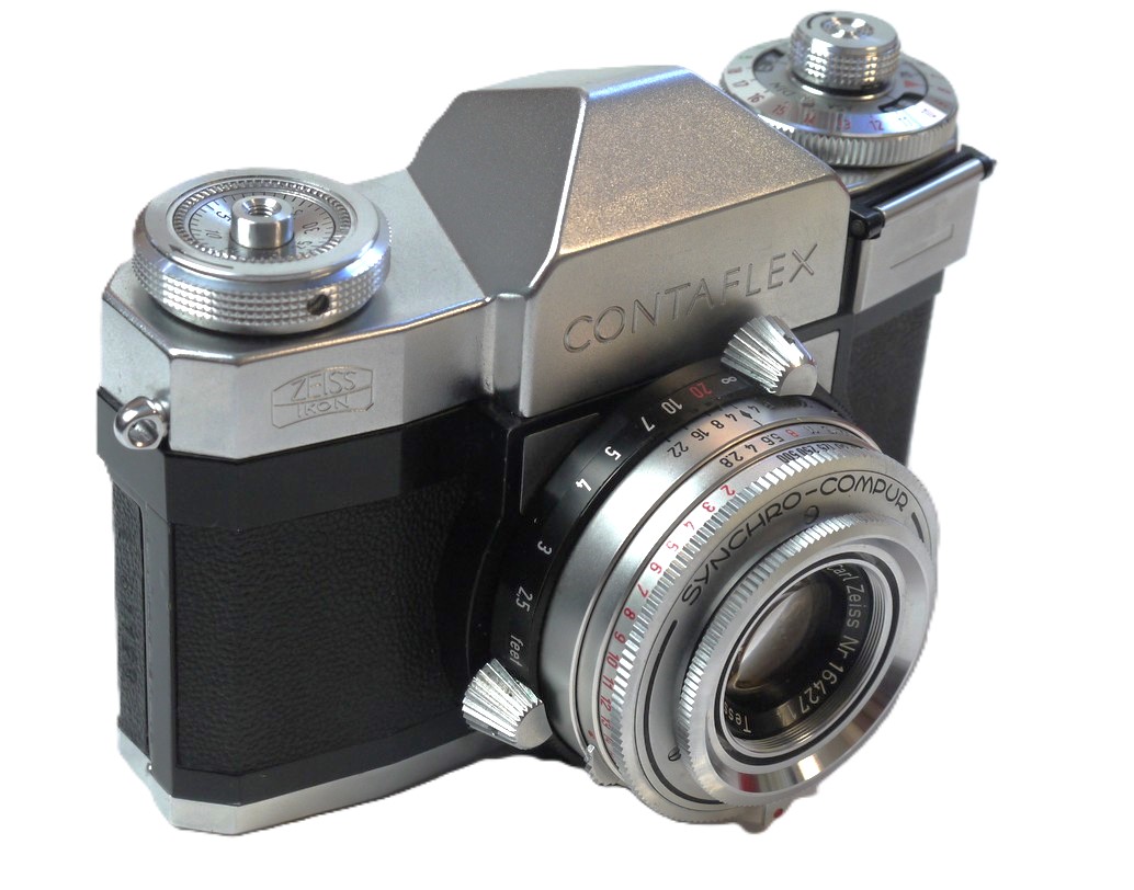 mwclassiccameras-20251114-89 Zeiss Ikon Contaflex IV 35mm Selenum metered SLR with Carl Zeiss 50mm f2.8 Tessar Interchangeable lens, 3 x Zeiss Coloured Filters, Close-Up lens in makers Box, Zeiss metal lens hood (1110), Original Instructions & matching numbered Guarantee Certificaste & String Tag + Original Box