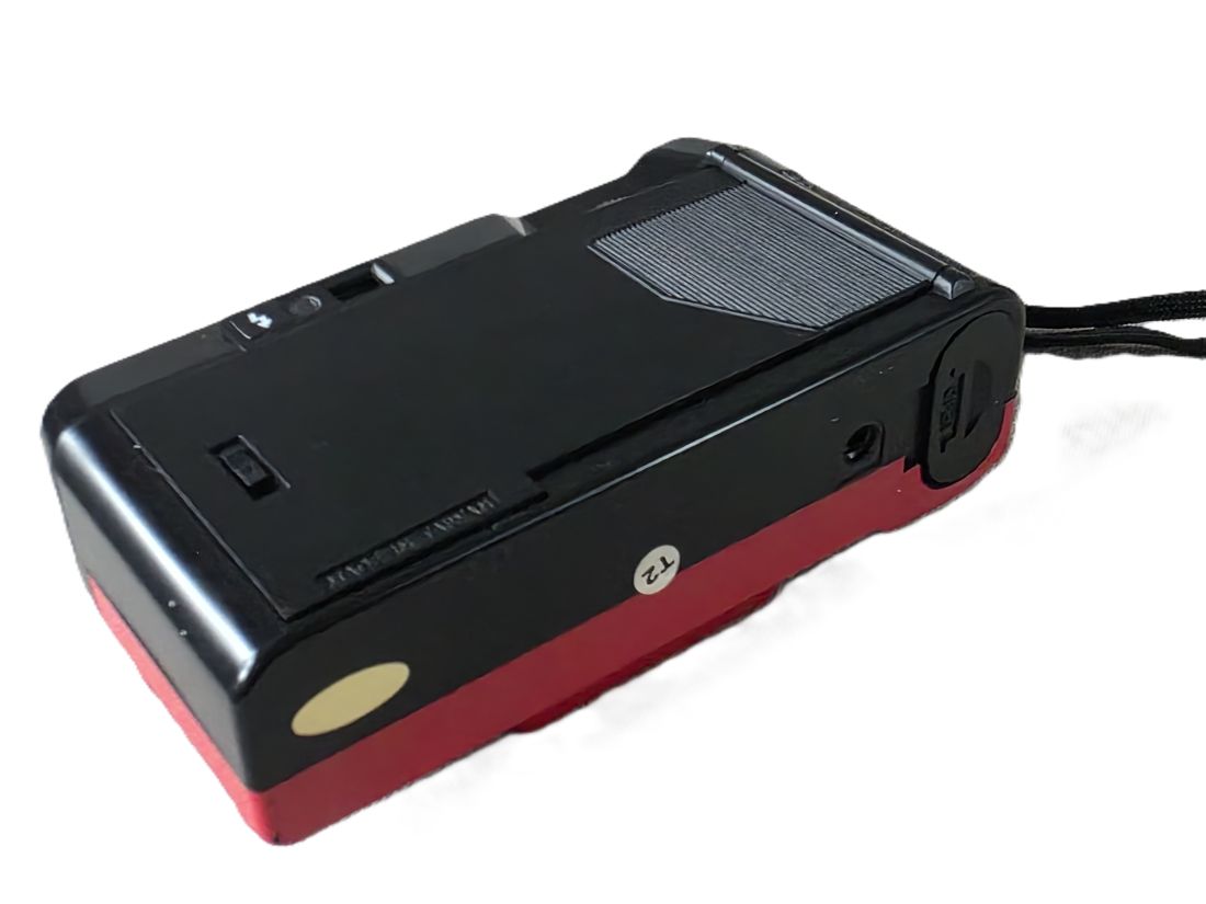 mwc20260109-164 Hanimex 35 FX Red coloured 35mm Compact Point-&-Shoot camera with 38mm lens + Wrist Strap