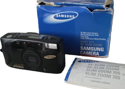 Samsung AF Slim Zoom Quartz Date 35mm Compact Autofocus Point-&-Shoot Camera with 35-70mm zoom + Strap, Instructions & Box
