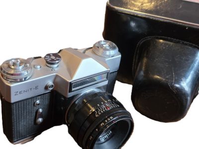 Zenit E 35mm SLR, Selenium metered + 58mm f2 Helios 44-2 M42 screw mount lens & ER Case