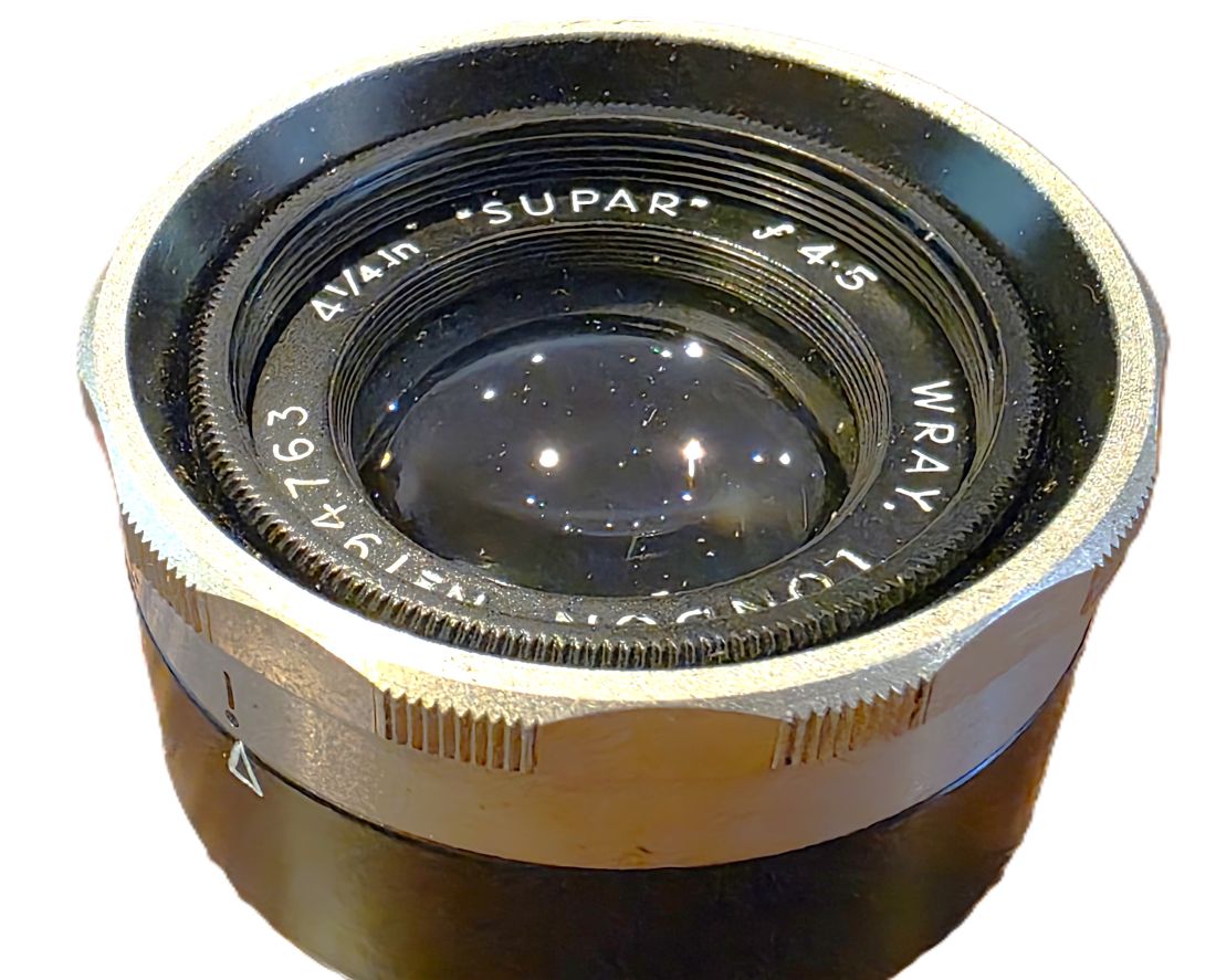 mwc20260130-41 Wray London 4.25 inch f4.5 Supar enlarging lens, L39 screw mount + makers keeper case