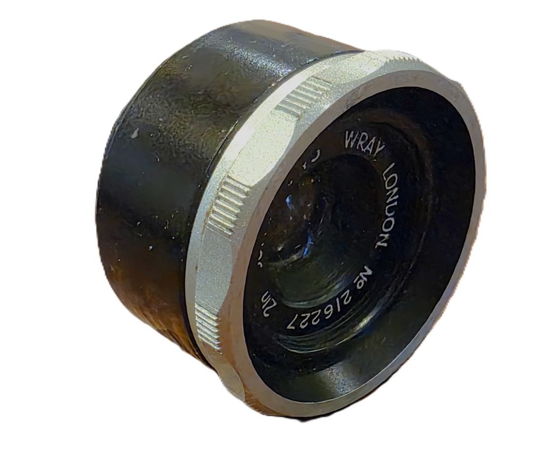 mwc20260130-75 Wray London 2 inch f4.5 Supar enlarging lens + makers box. 23mm Thread diameter