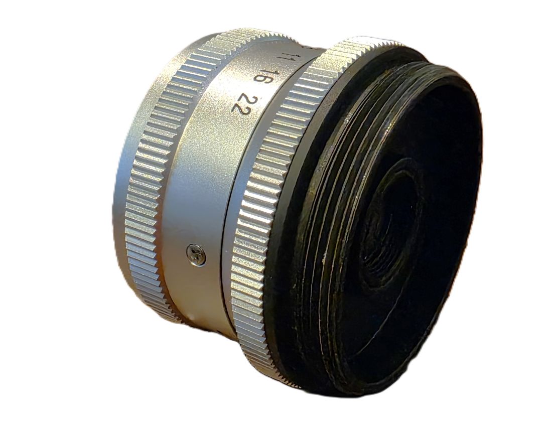 mwc20260130-83 Minolta 50mm f4.5 E Rokkor enlarging lens, L39 screw mount + makers keeper case