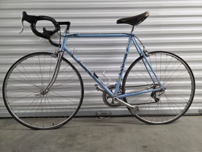 Designer Daccordi Athena Colombus Steel Campagnolo Blue High-Quality Hand-Made Racing Bike c1980s with Campagnolo Parts. Rolls Sadle. Continental Grand Prix 23mm Tyres