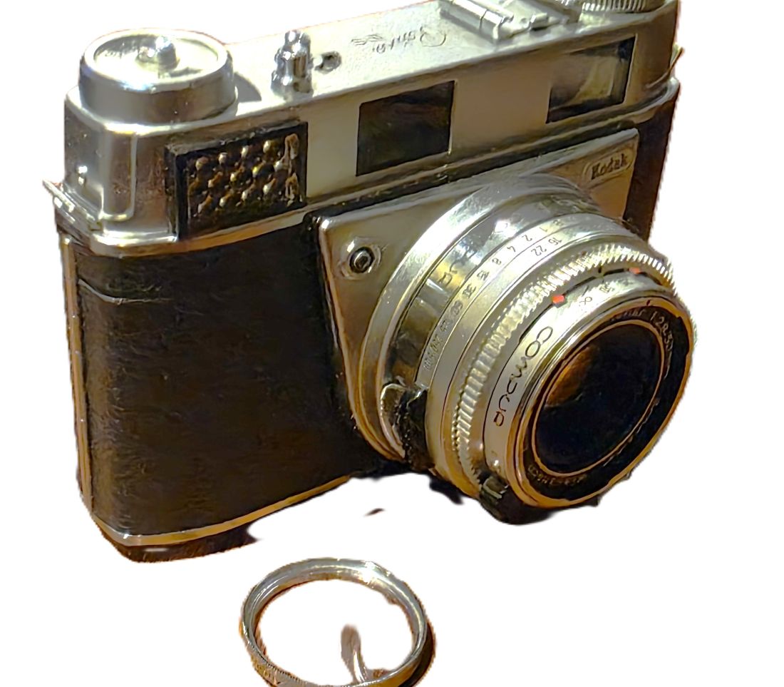 mwc20260213-111 Kodak Retina IIIS 25mm Coupled rangefinder, selenium metered camera + 50mm f2.8 Retina-Xenar interchangeable Deckel mount lens, meter diffuser, Clear filter & ER case