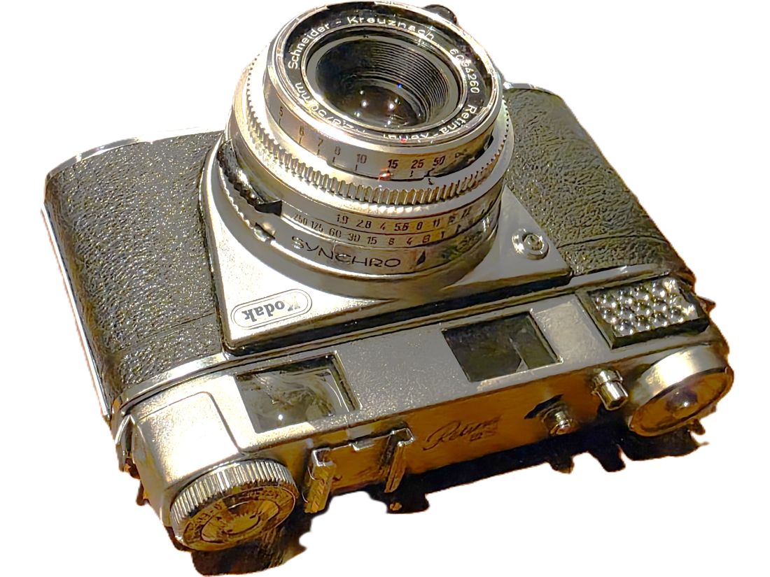 mwc20260213-112 Kodak Retina IIIS 25mm Coupled rangefinder, selenium metered camera + 50mm f2.8 Retina-Xenar interchangeable Deckel mount lens, meter diffuser, Clear filter & ER case