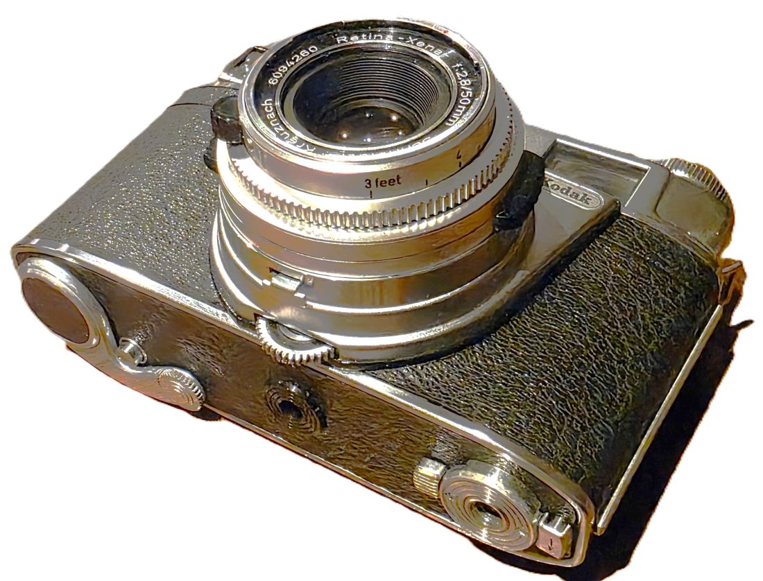 mwc20260213-113 Kodak Retina IIIS 25mm Coupled rangefinder, selenium metered camera + 50mm f2.8 Retina-Xenar interchangeable Deckel mount lens, meter diffuser, Clear filter & ER case