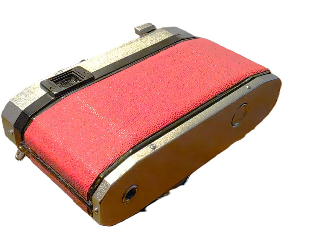 mwc20260213-130 Royal Wirgin 19e 35mm Coupled Rangefinder Selenium metered camera with RED covering & 45mm f1.9 Tominor lens, Clear filter & ER case. UNCOMMON