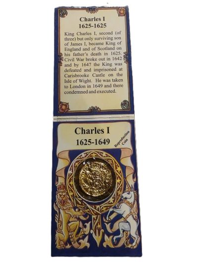 Charles I Crown 1627 Reproduction Coin. Lead Free English Pewter & Bronze Plated. As new in Paper Wallet
