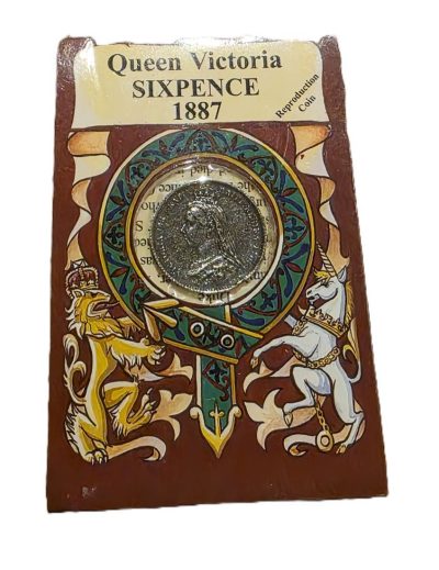 Queen Victoria Sixpence 1887 Reproduction Coin. Lead Free Pewter & Antique finished