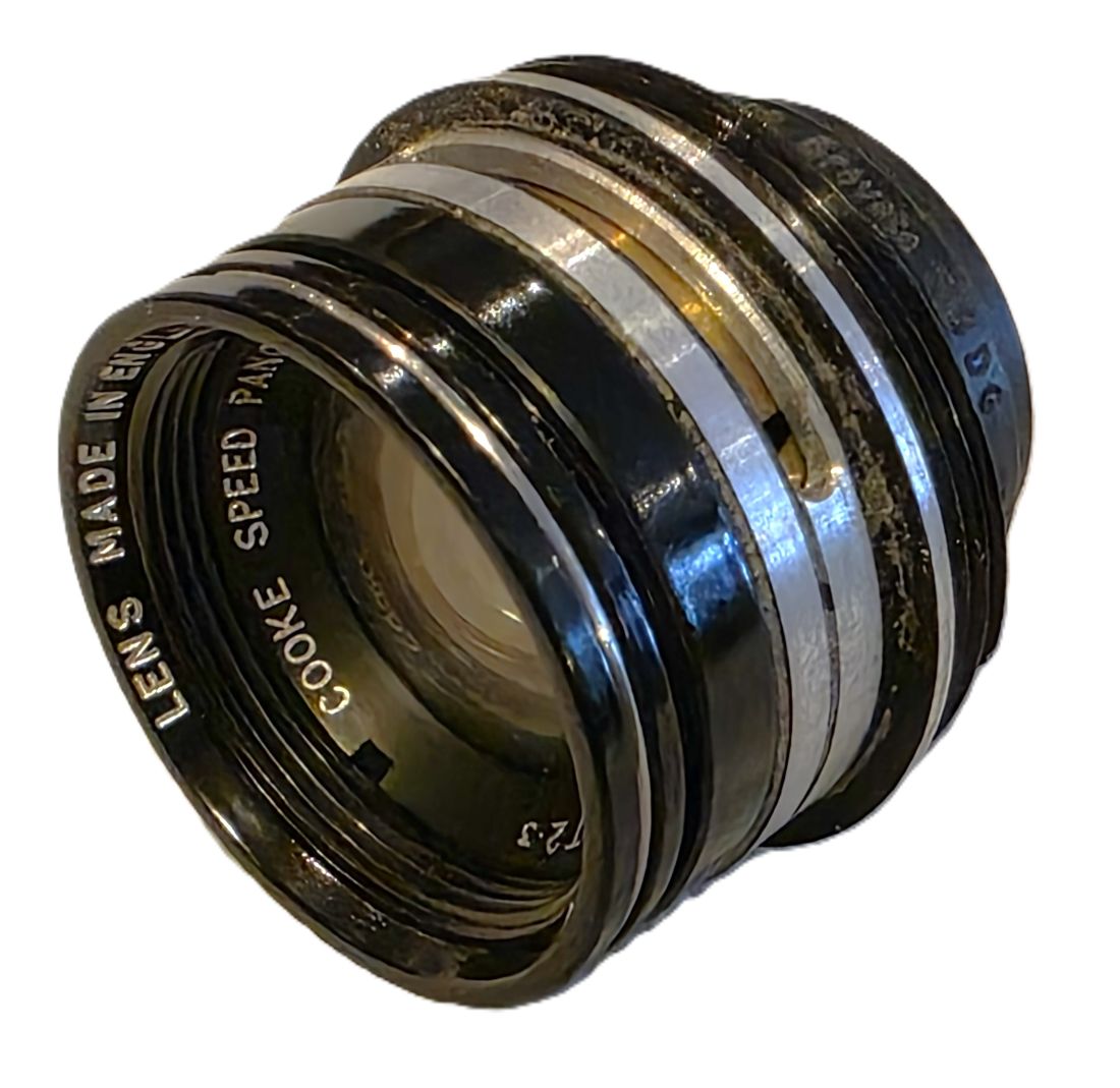 20260403-37 Cooke 35mm f2 Speed Panchro Series II T2.3 coated Cine lens. No Iris Diaphragm. No focusing/mount. With a matching Taylor Hobson barrel in Arriflex mount + Arriflex rear cap. MISSING THE REAR GLASS ELEMENT