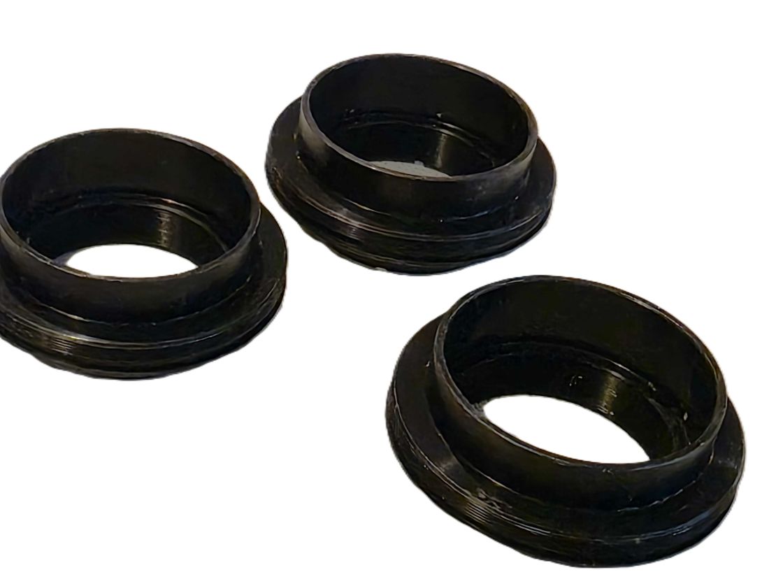 20260403-48 Set of Three British (Cooke?) rings, part of a lens barrel/mount for Cine lens/camera. Each is approximately 50mm maximum diameter