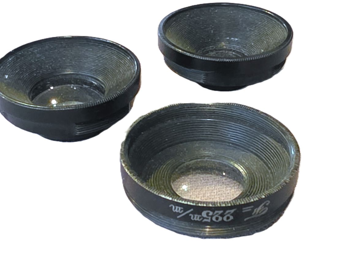 20260403-71 Unbranded set of three combination/casket lenses. 225mm lens + No.8 & No.9 opposite lenses (Approximately 40mm thread mounts) Needs a barrel to use. With outfit case