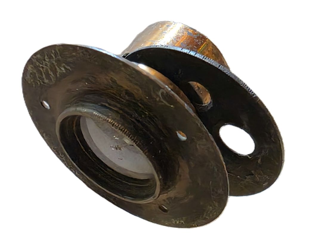 20260410-55 Unbranded 6 inch Estimated) brass lens with rotating wheel apertures & flange. Glass diameter 25-30mm. Length is 35mm