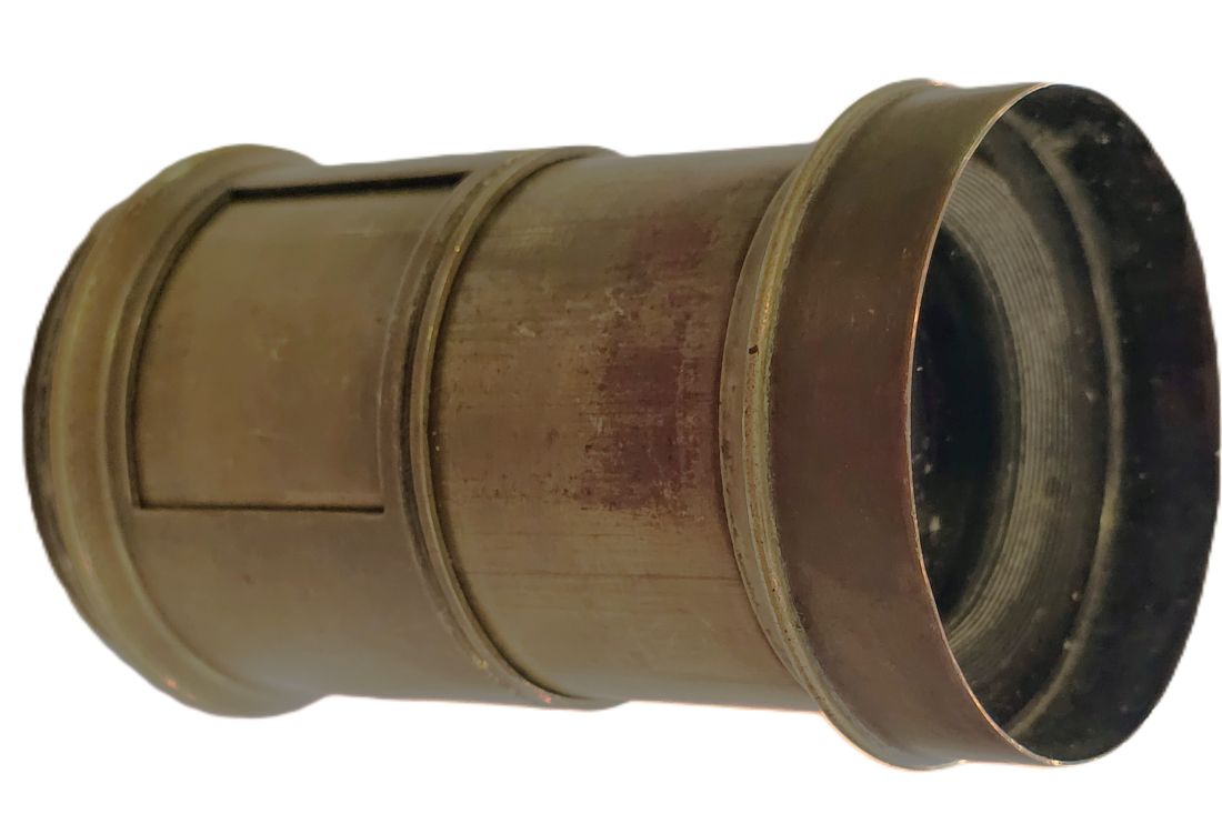 20260420-22 Unbranded 6 inch (Estimated) brass lens with Waterhouse slot & rack & pinion focusing (missing the handle)