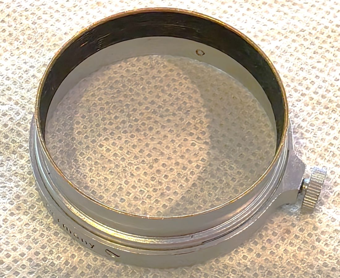 20260420-53 Leitz A36 Push-On chrome lens hood. Originally for the 50mm f3/5 Elmar but expertly shortend, possibly to use with the 35mm Summaron lens