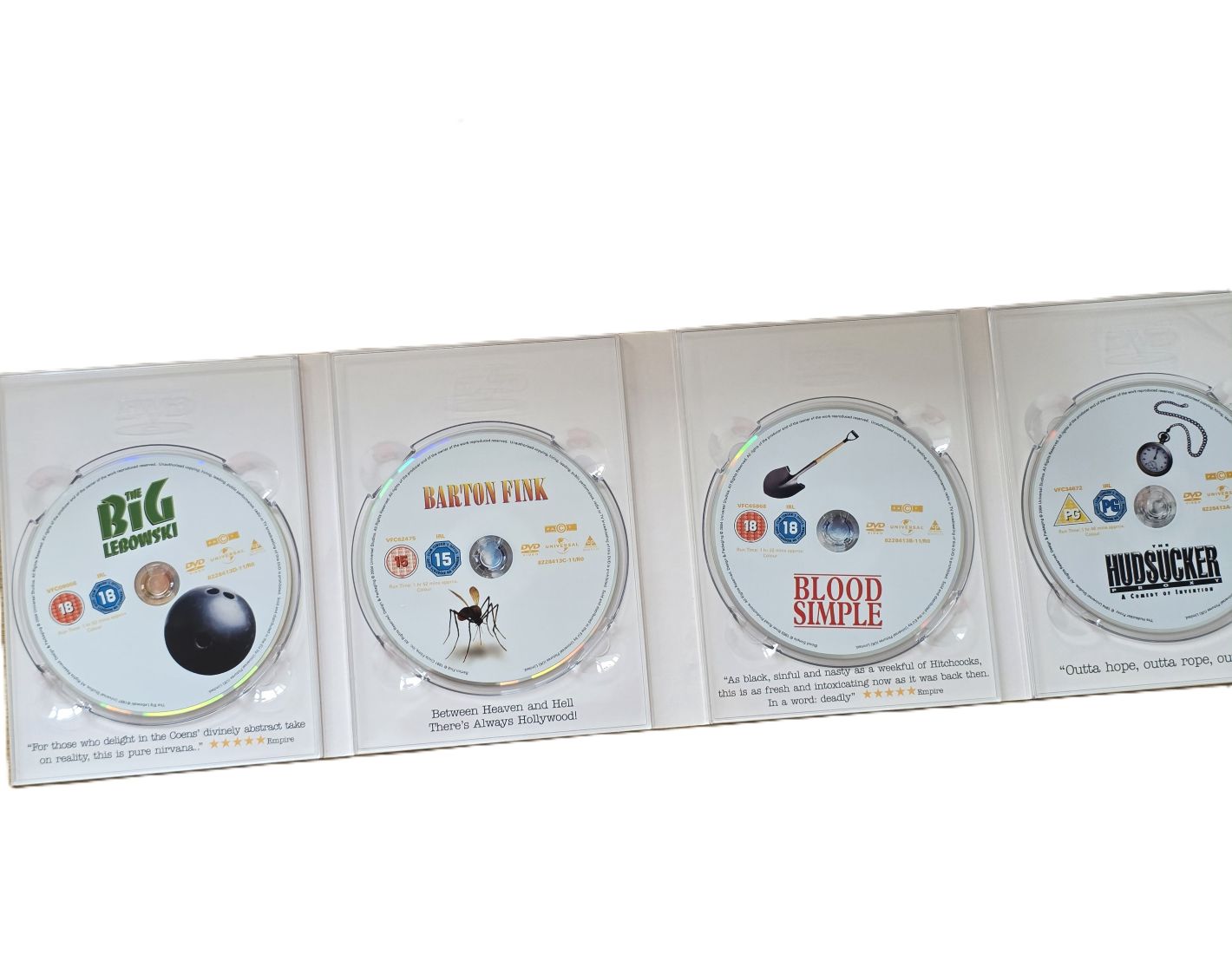 20260424-28 The Coen Brothers Collection DVD Boxset. The Big Lebowski, The Hudsucker Proxy, Barton Fink & Blood Simple. With Bonus Content