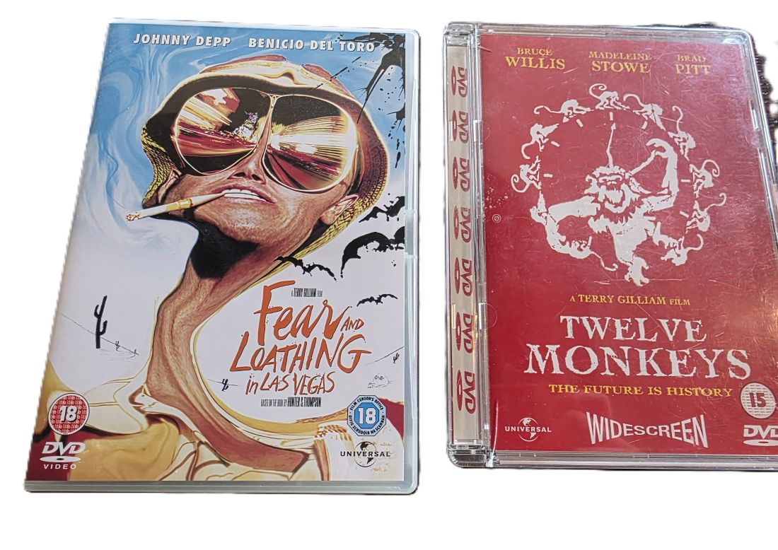20260501-110 Terry Gilliam set of Two DVD Films. Twelve Monkeys + Fear and Loathing in Las Vegas. One has Special Features. PAL Region 2 (UK)