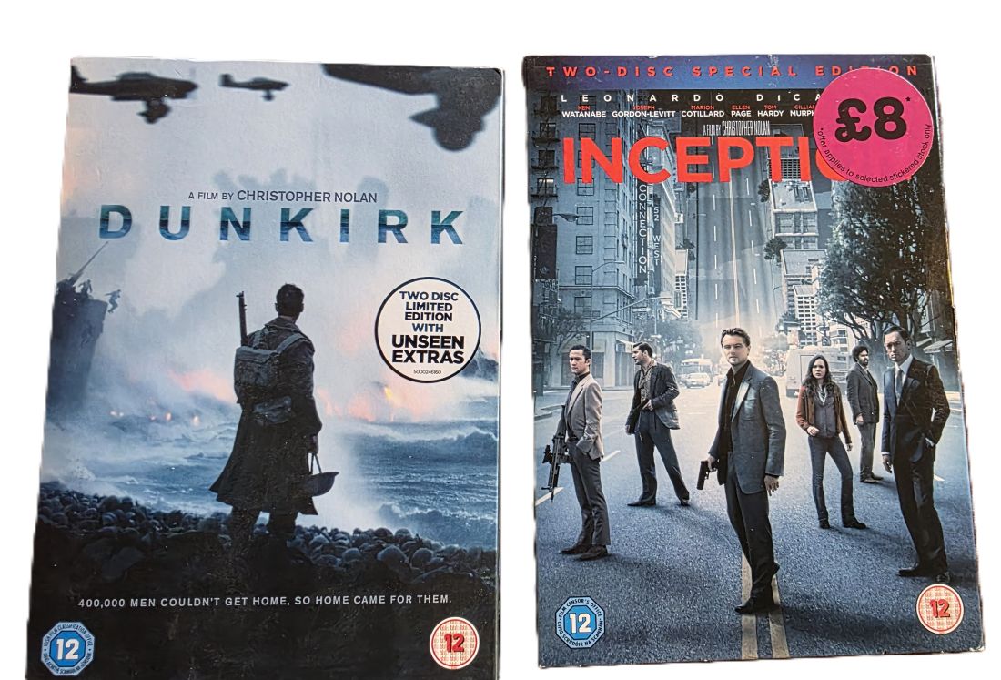 20260501-136 Inception + Dunkirk. Two DVDs from Christopher Nolan, both with Special Features. PAL Region 2 (UK)