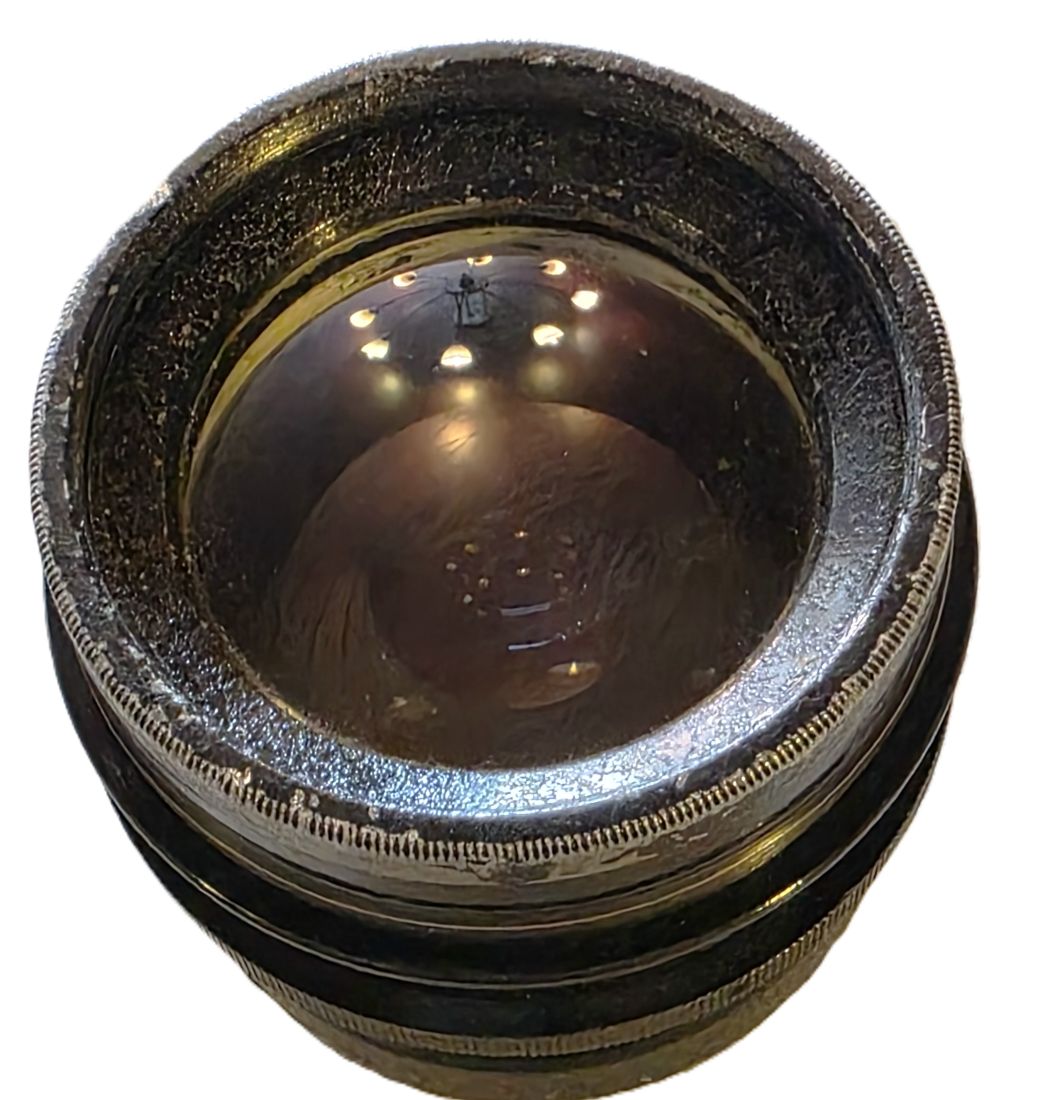 20260501-168 Linear Anastigmat 240mm f5.5 Series B uncoated black painted brass lens with Iris Diaphragm. Covers full/plate, flange 63mm.