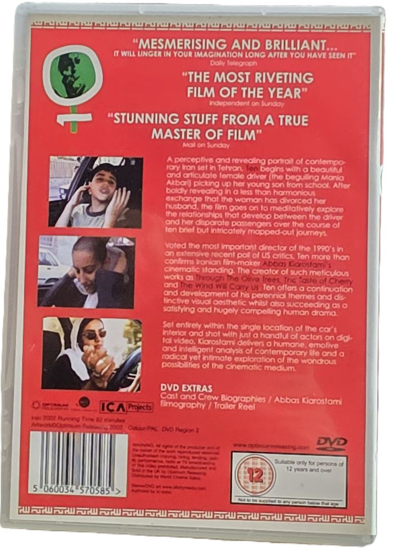 20260501-58 Ten, A Film by Abbas Kiarostami DVD, With Extras. PAL Region 2 (UK)