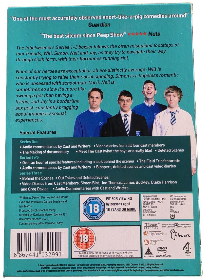 The Inbetweeners Series 1, 2 & 3 Boxset. With Special Features. PAL ...