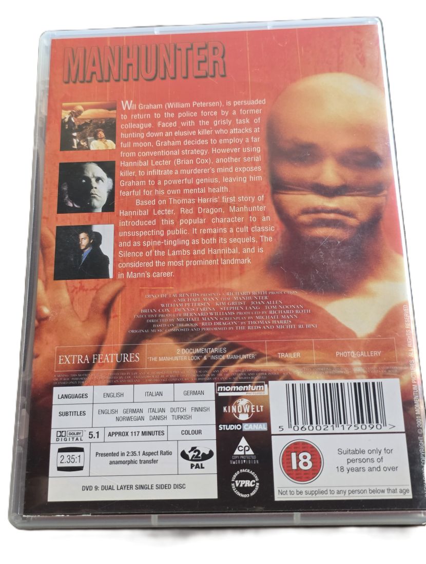 20260501-91 Manhunter, A Michael Mann Film DVD with Extra Features. PAL Region 2 (UK)
