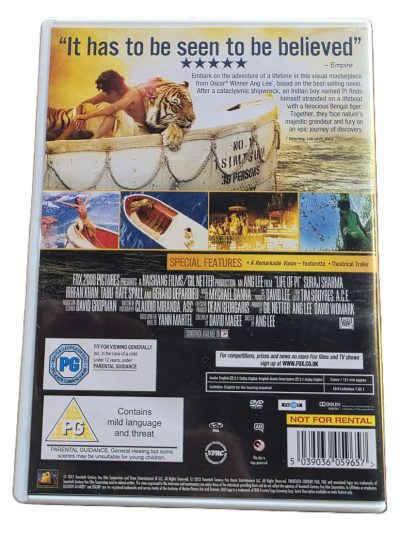 Life of Pi by Ang Li DVD, with Special Features. PAL Region 2 (UK)