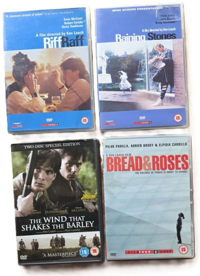 Set of Four Ken Loach DVDs. The Wind That Shakes The Barley, Bread & Roses, Raining Stones & Riff Raff. Two with Extra Features. Region 2 (UK)
