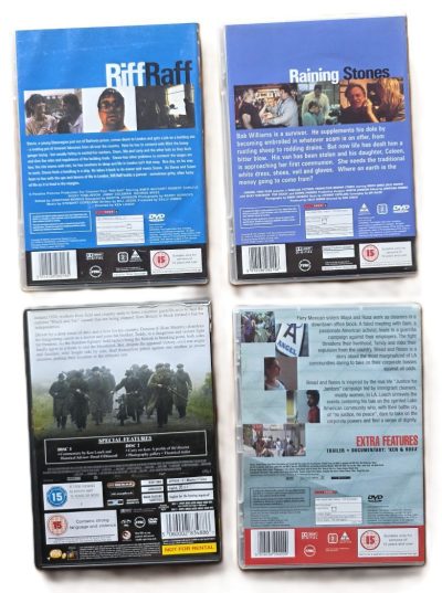 Set of Four Ken Loach DVDs. The Wind That Shakes The Barley, Bread & Roses, Raining Stones & Riff Raff. Two with Extra Features. Region 2 (UK)