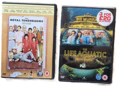 Set of Two Wes Anderson DVDs. The Royal Tenenbaums (2-DVDs) + The Life Aquatic (Sealed). Both with Special Features. Region 2 (UK)