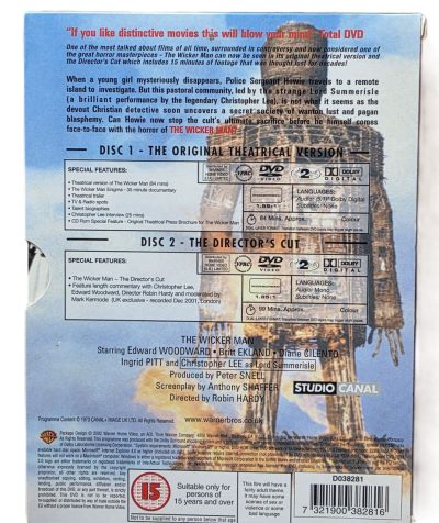 The Wicker Man by Robin Hardy DVD, the Director's Cut 2 Disc with Special Features. Region 2 (UK)