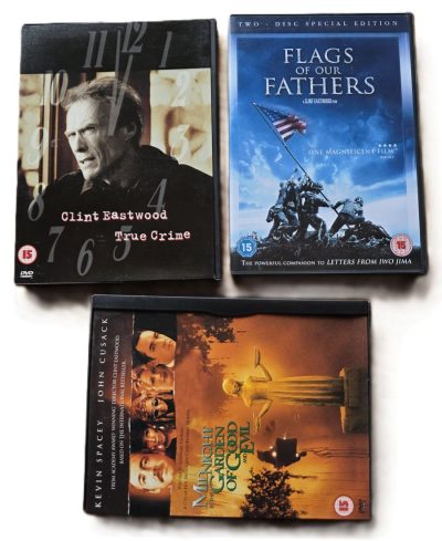 Set of Three Clint Eastwood directed DVds. True Crime, Flags of our Fathers & Midnight in the Garden of Good and Evil. All with Special Features. Region 2 (UK)