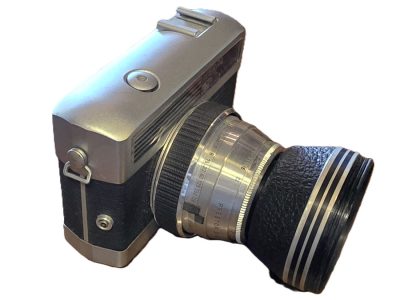 Werra I 35mm Viewfinder Camera c1950's (Rounded shape) with 50mm f2.8 Tessar fixed lens + Werra Reversible Lens Hood. No cap
